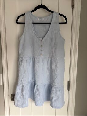 Woman’s Light Blue Tiered Cotton Dress/Swim Cover-up